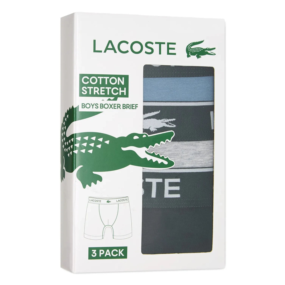 Lacoste - طقم بوكسر بشعار 3 قطع | رمادي
