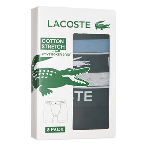 Lacoste - طقم بوكسر بشعار 3 قطع | رمادي