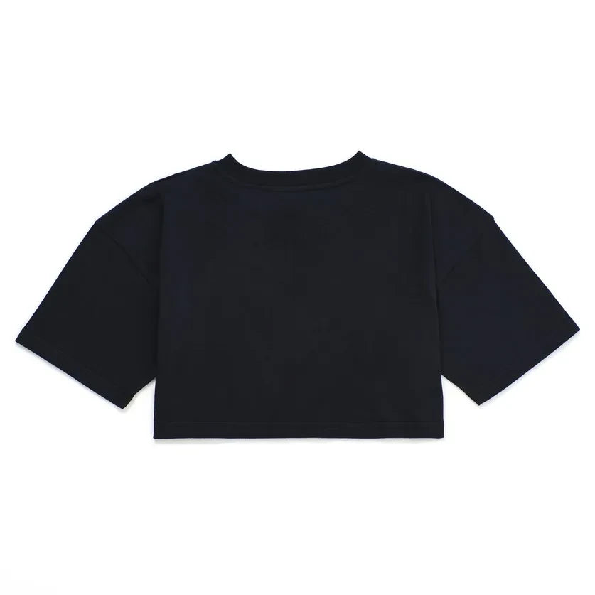 Maison Mangostan - Flowery Crop T-shirt | Siyah