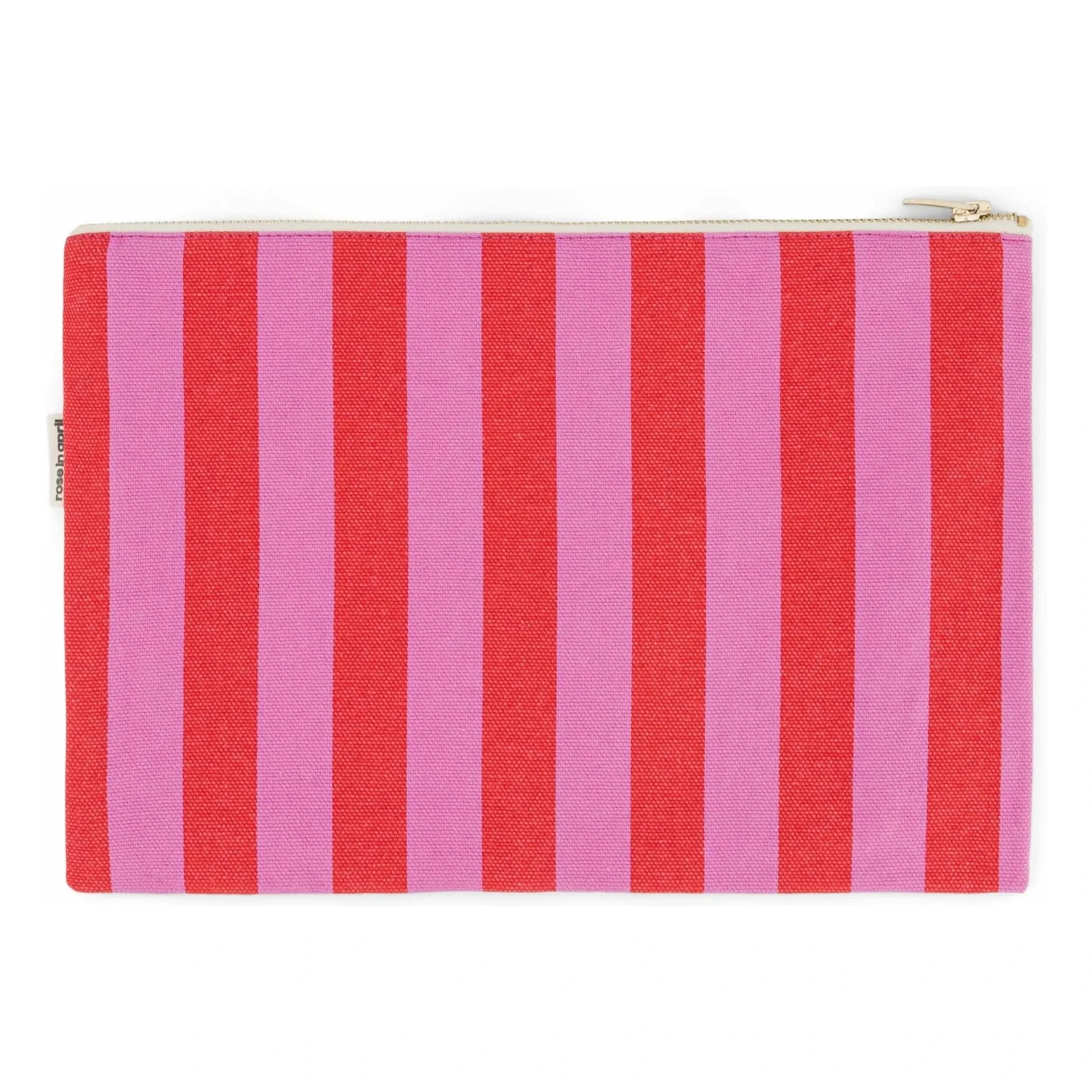 Rose in April - Lili çizgili clutch çanta | Pembe