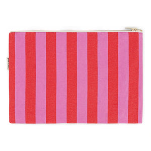 Rose in April - Lili çizgili clutch çanta | Pembe