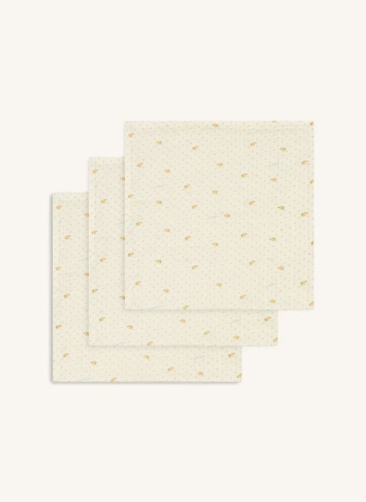 Konges Sløjd - Lemon Dot Organik Pamuk Bebek Bezleri - 3'lü Set | Sarı