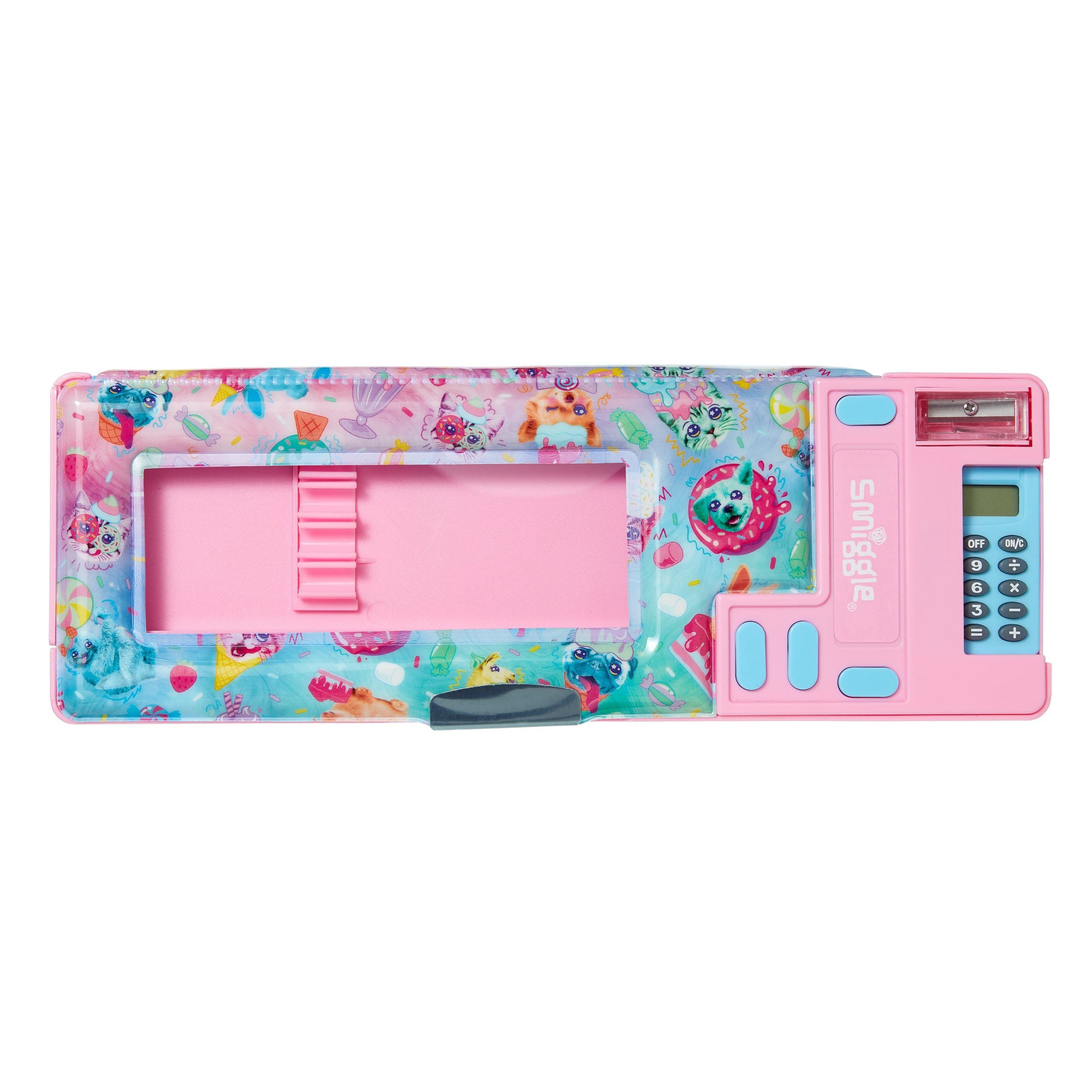 Smiggle - Galaxy Neşeli Hayvanlar Hesap Makineli Pop Out Otomatik Kalem Kutusu-Dinossi