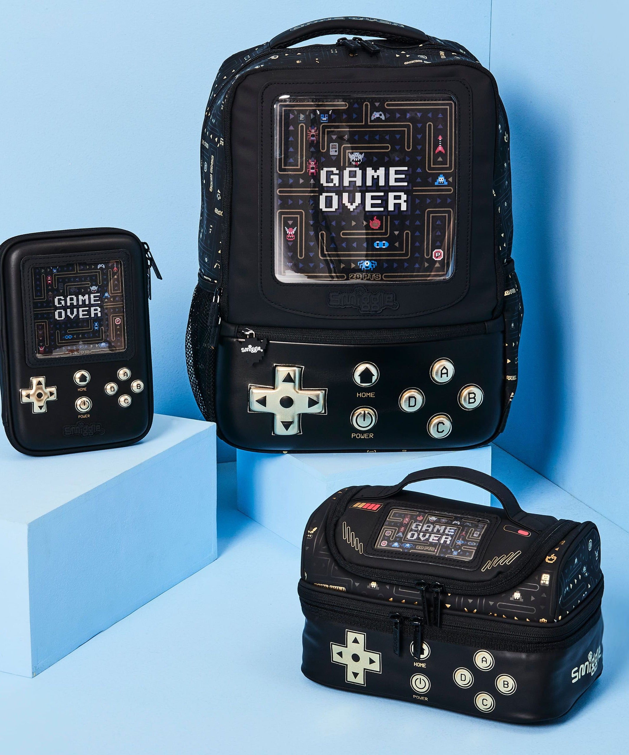 Smiggle - 3D Kabartmalı Tetris Temalı Gamer Hardtop Kalem Kutusu-Dinossi