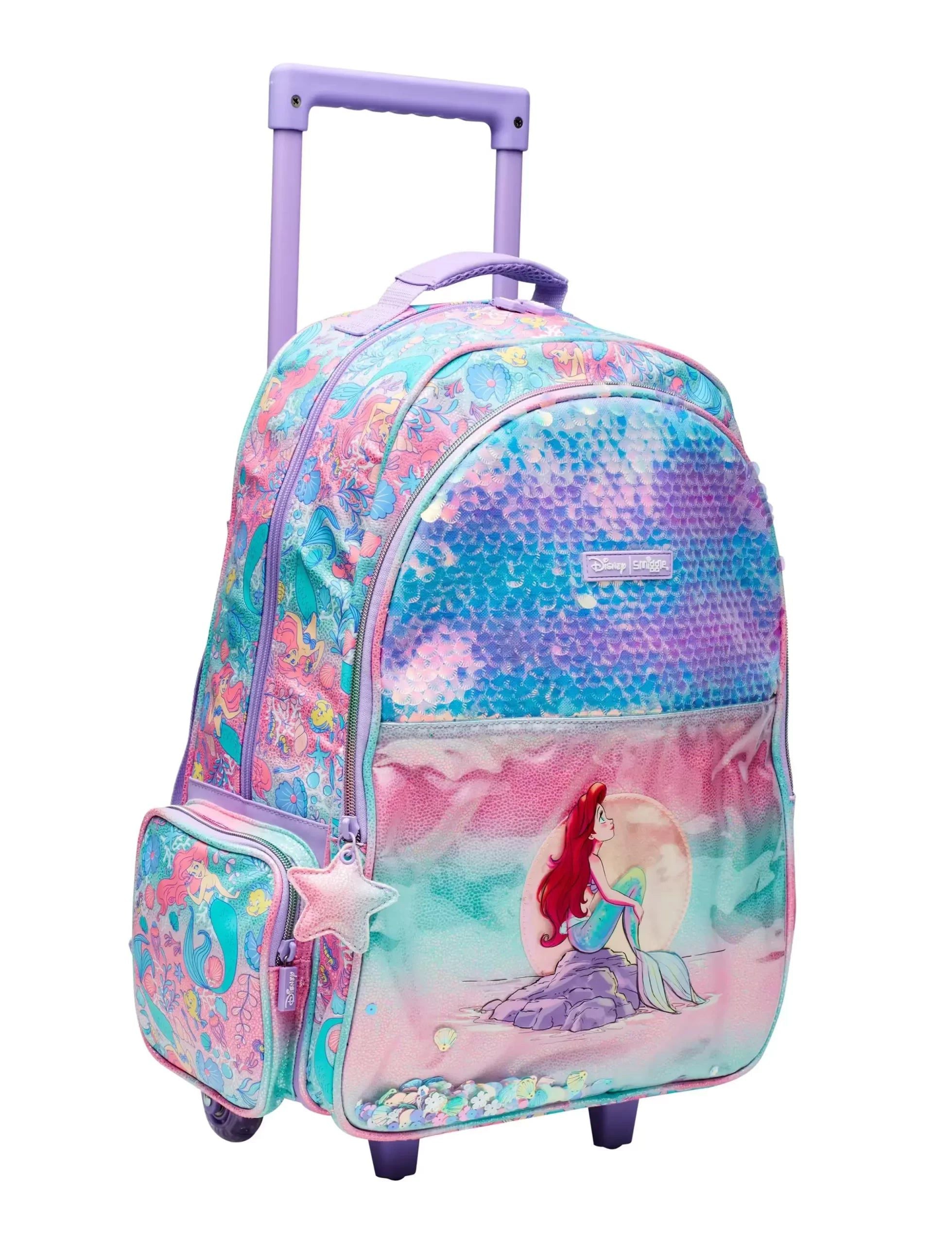 Smiggle - Disney Prenses Çekçekli Işıklı Tekerlekli Çanta-Dinossi