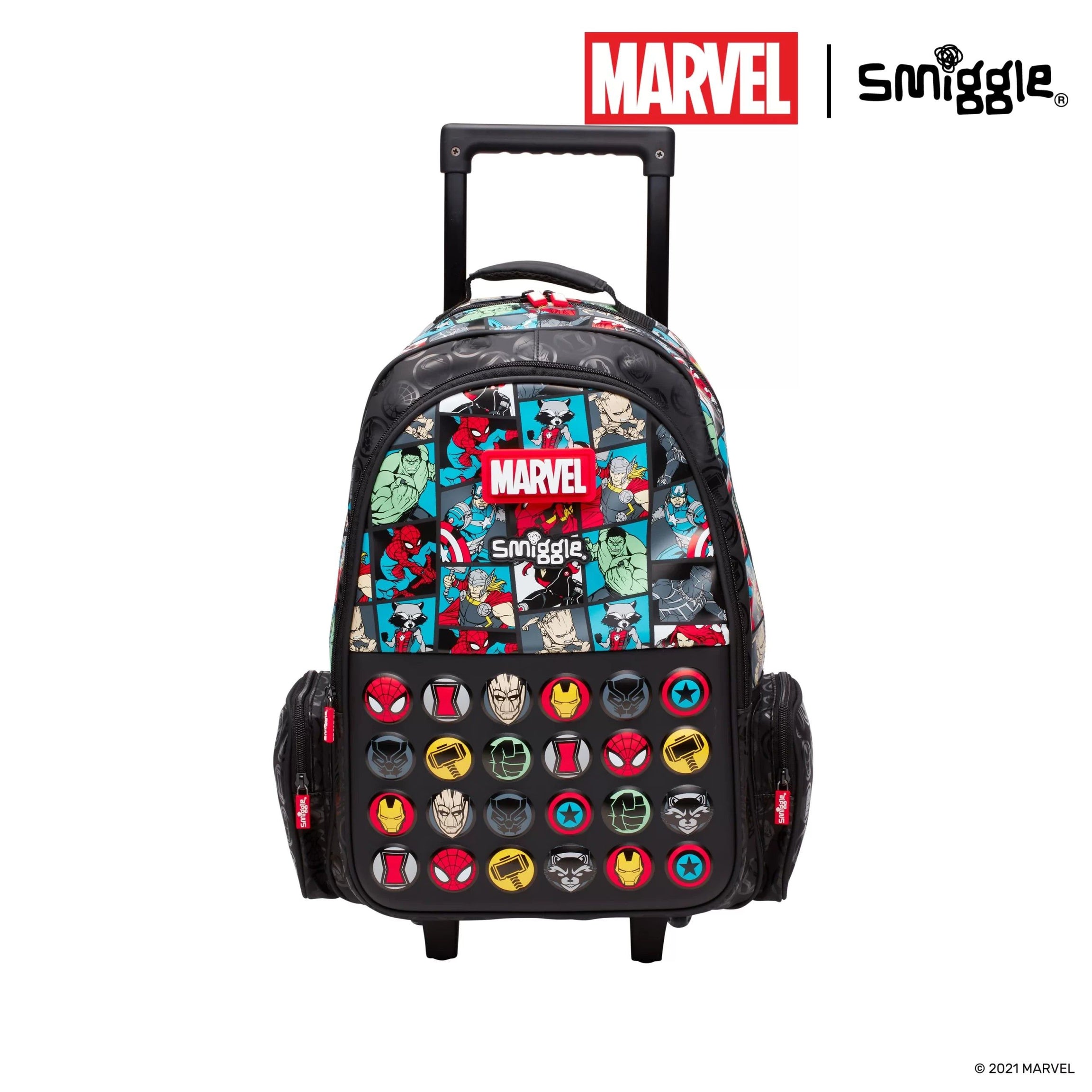 Smiggle - Marvel Çekçekli Işıklı Tekerlekli Çanta-Dinossi