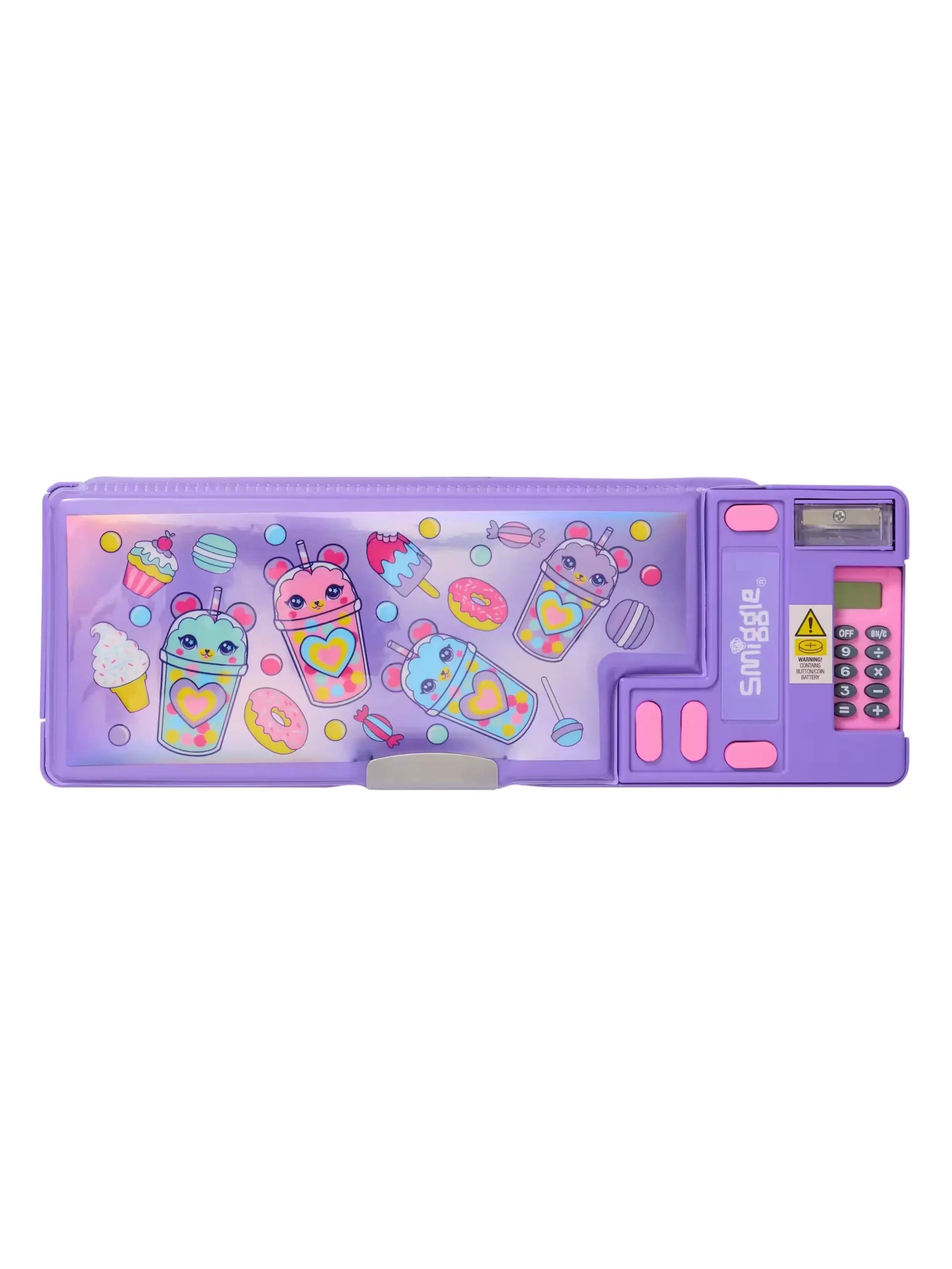 Smiggle - Wonder World Tatlı Atıştırmalıklar Hesap Makineli Pop Out Otomatik Kalem Kutusu-Dinossi