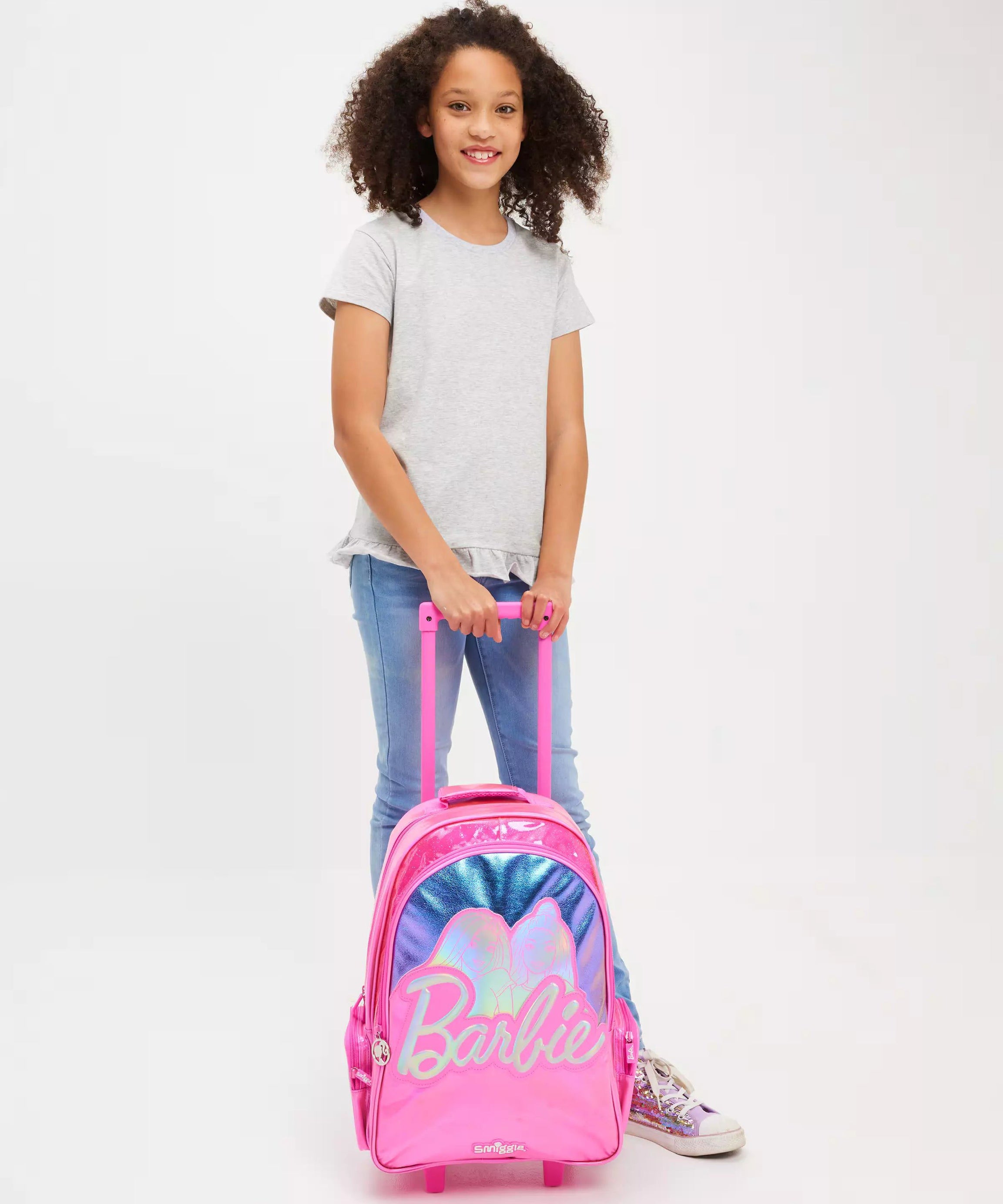 Smiggle - Barbie Çekçekli Işıklı Tekerlekli Çanta-Dinossi