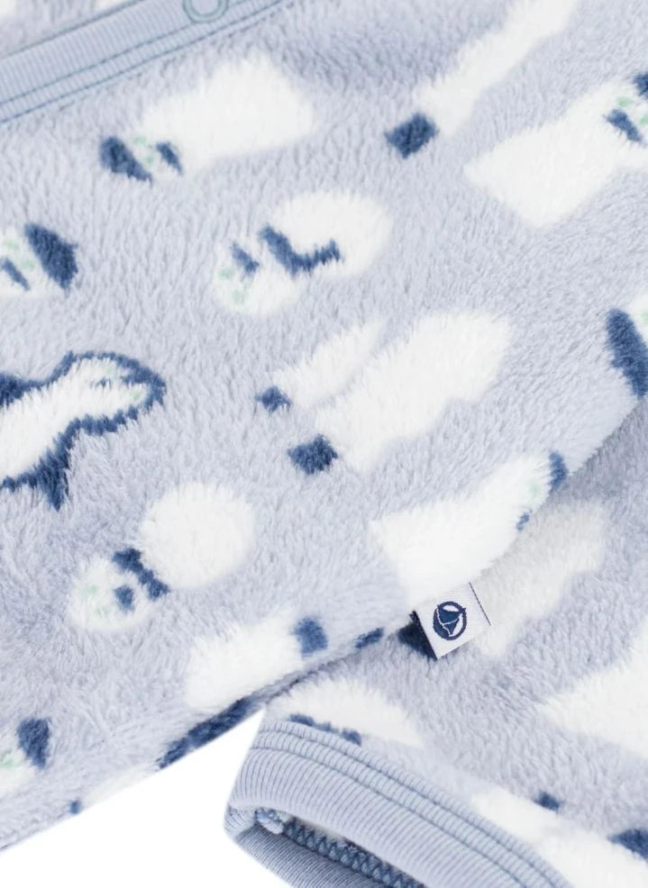 Petit Bateau - Polar Kardan Adamlar Tulum Pijama | Gri Mavi