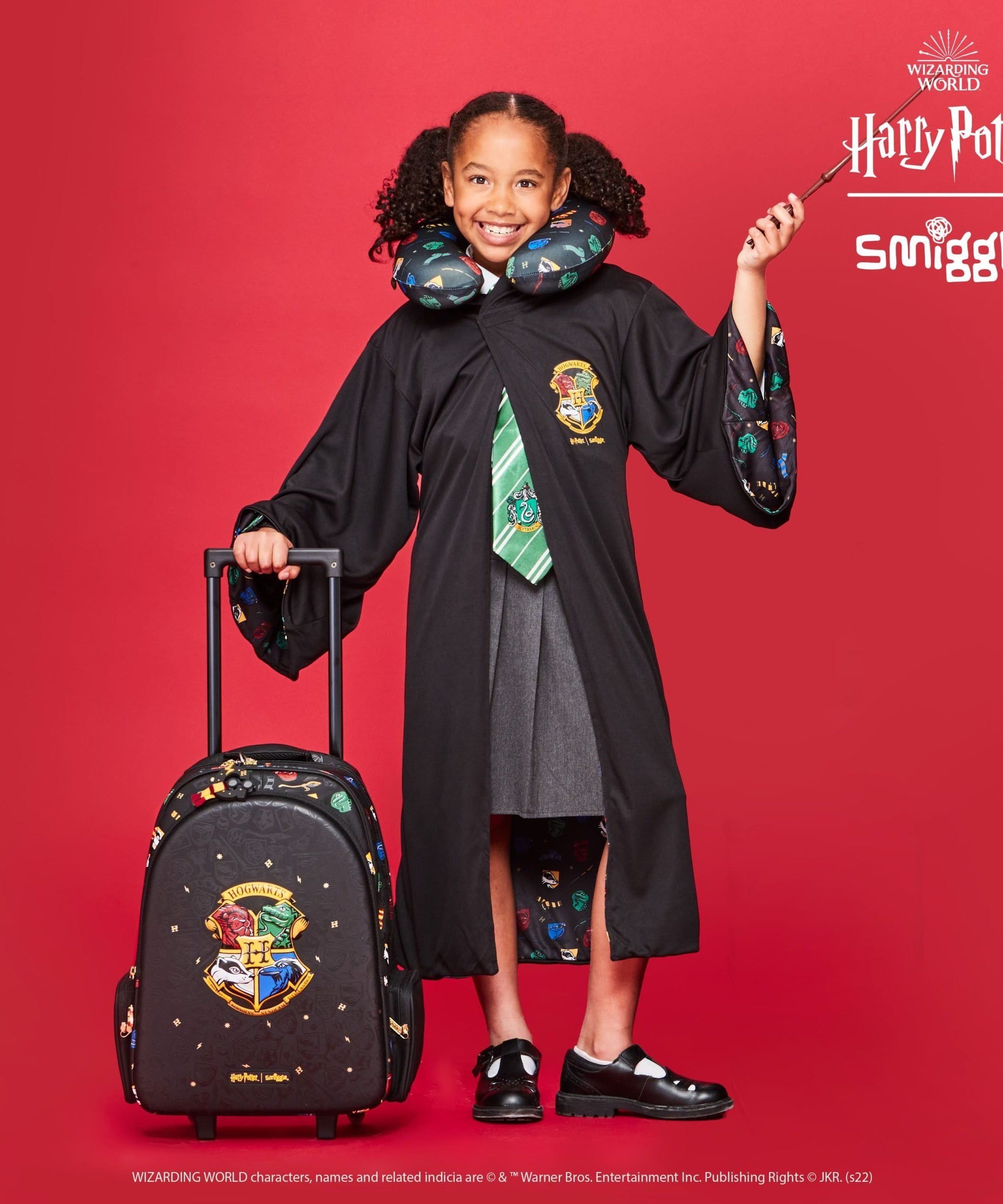 Smiggle - Harry Potter Işıklı Tekerlekli Çekçekli Sırt Çantası-Dinossi