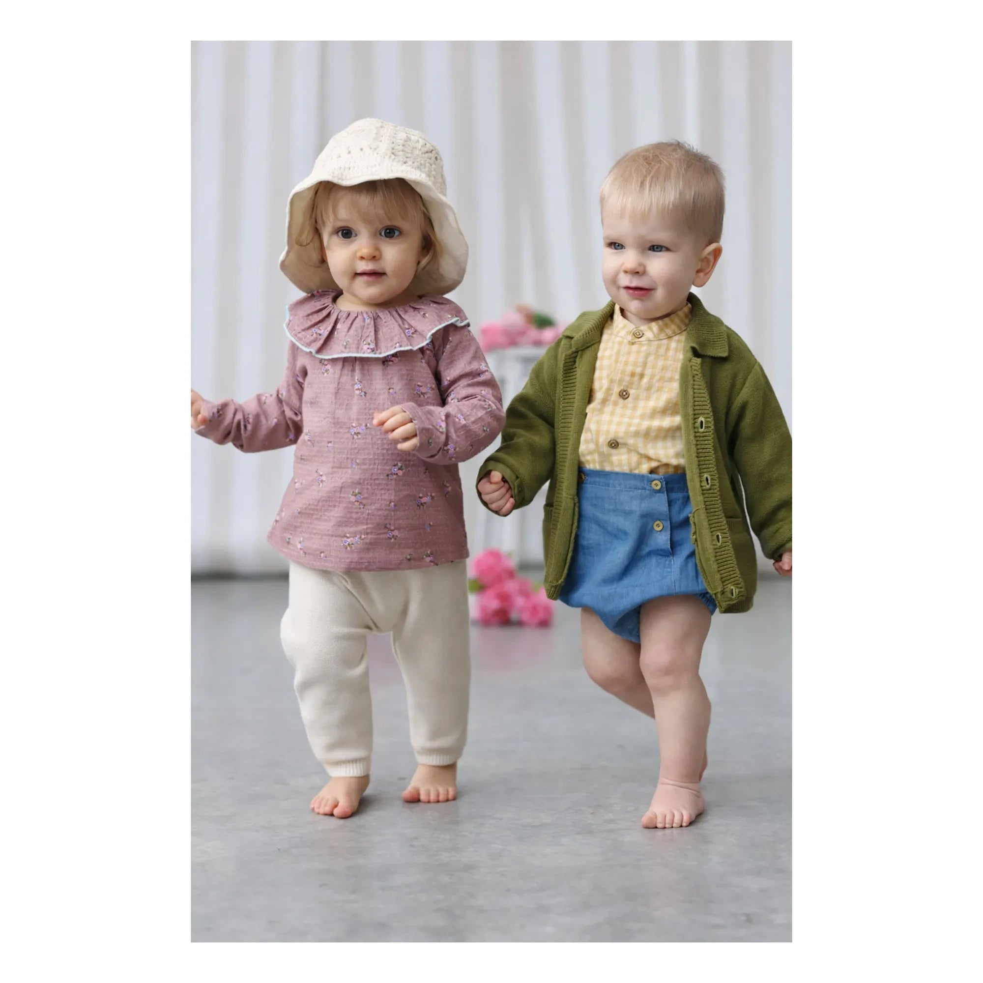 Lililotte - Charline Fleurie Organik Pamuk Bluz | Toz Pembe
