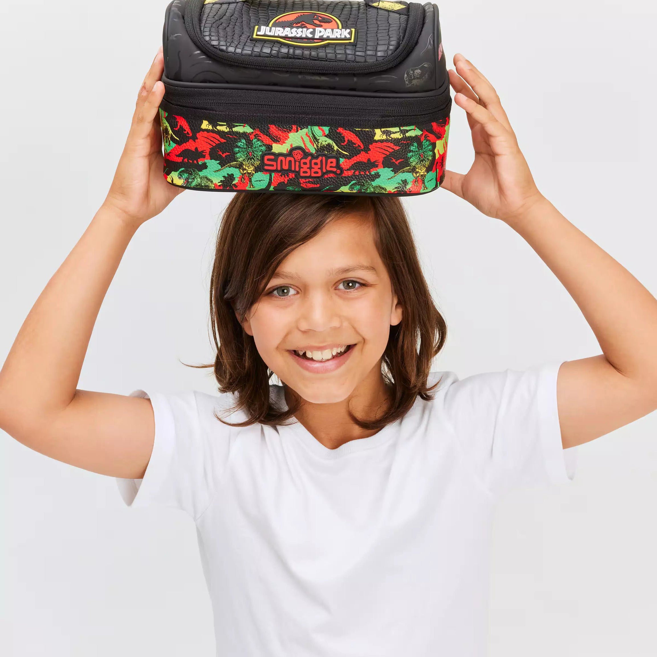 Smiggle - Jurassic Park Çift Katlı Beslenme Çantası-Dinossi