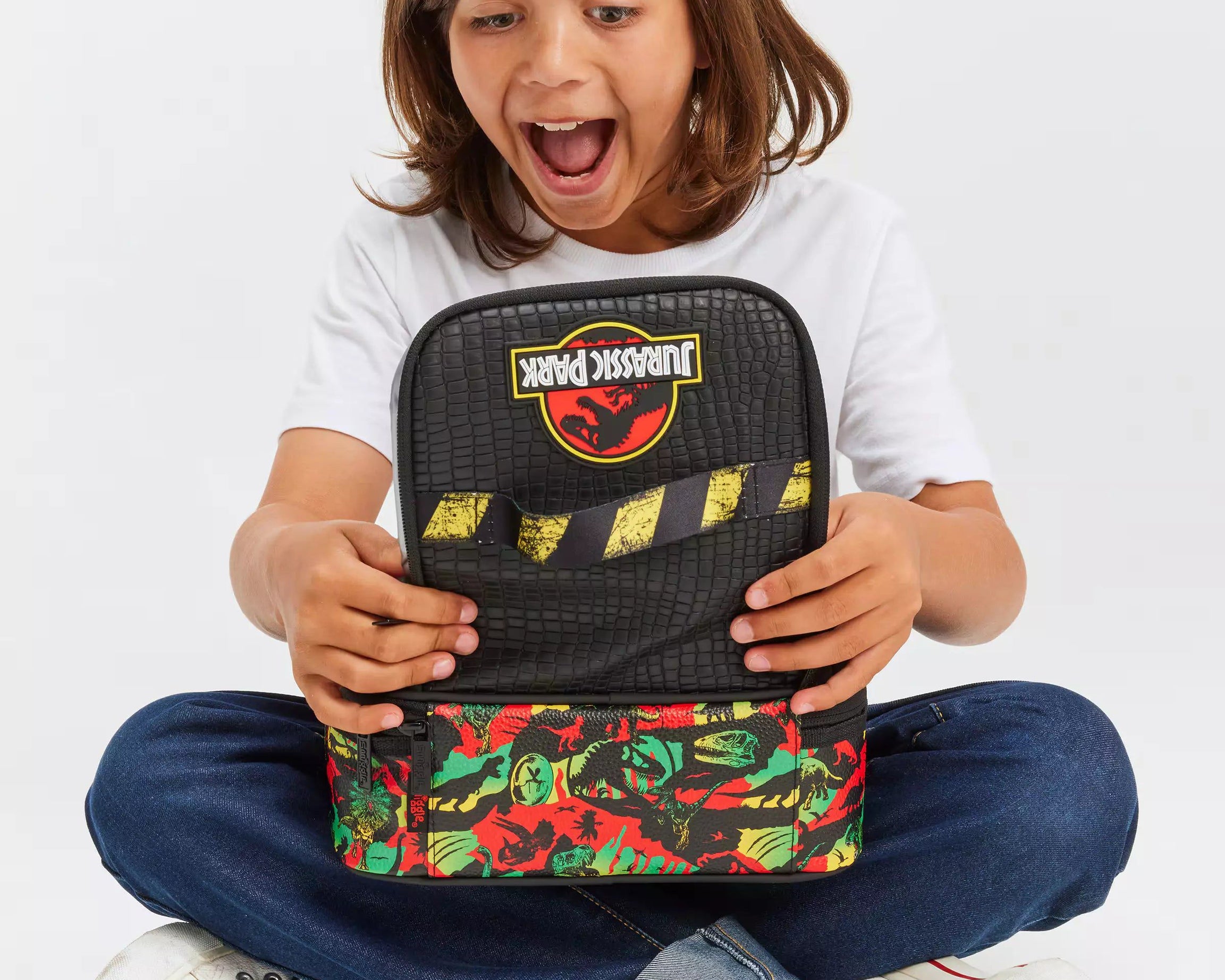 Smiggle - Jurassic Park Çift Katlı Beslenme Çantası-Dinossi
