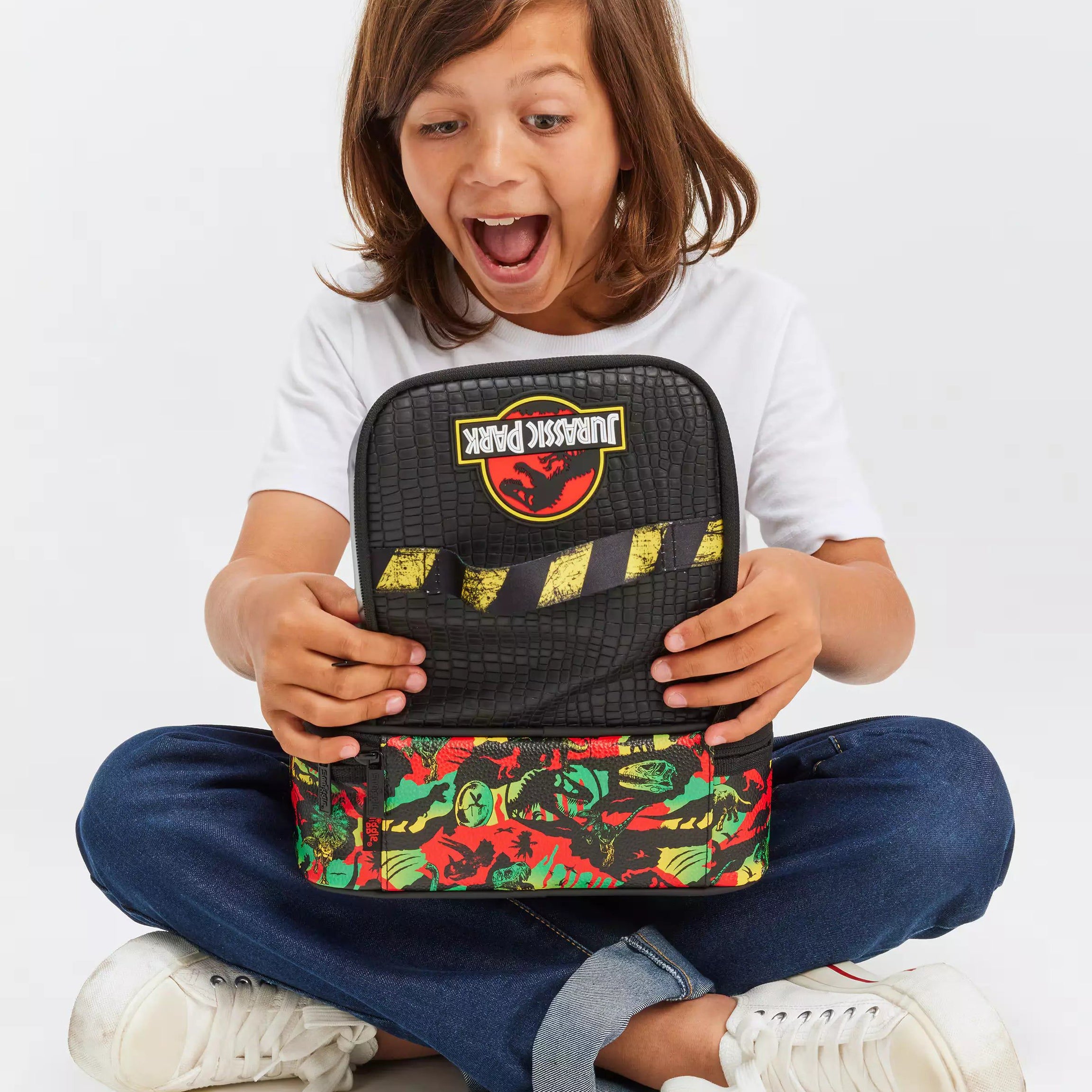 Smiggle - Jurassic Park Çift Katlı Beslenme Çantası-Dinossi