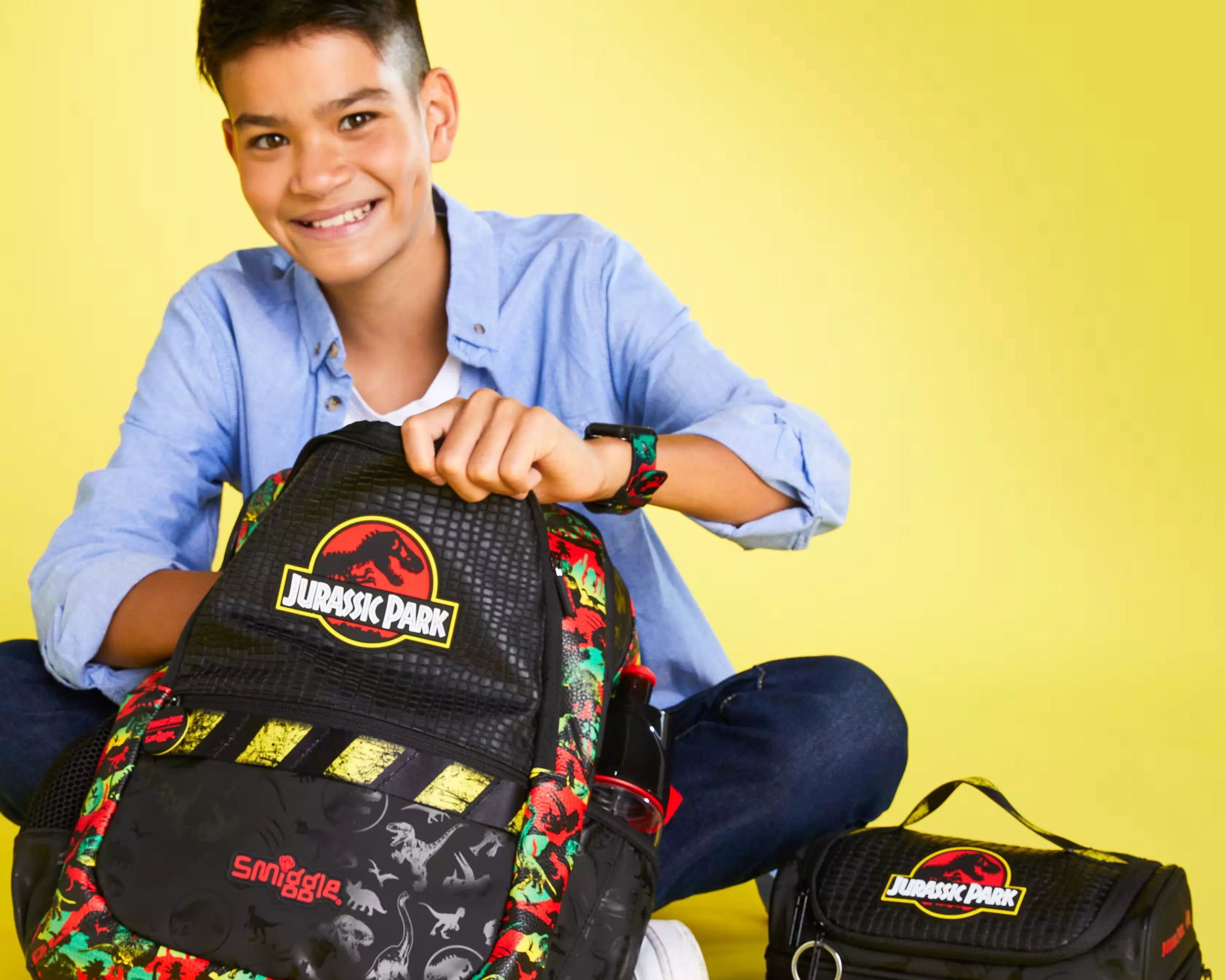 Smiggle - Jurassic Park Çift Katlı Beslenme Çantası-Dinossi