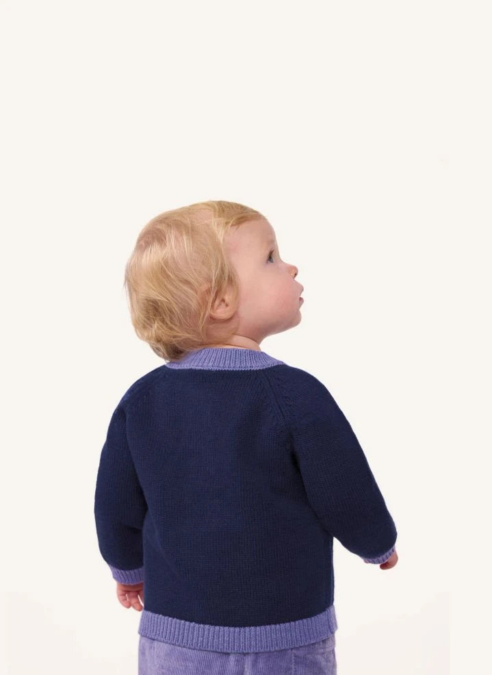 Petit Bateau - Midnight Blue Bebek Yün Kalp Hırka