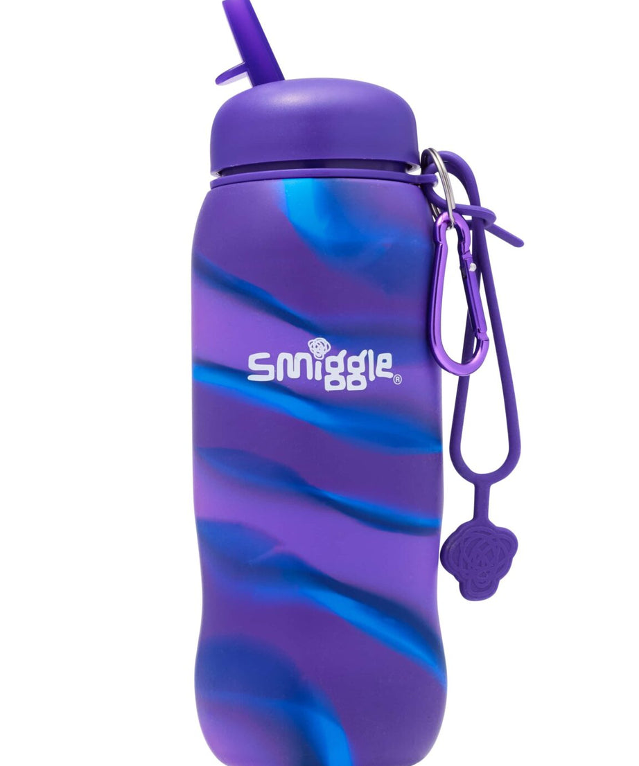 Smiggle - زجاجة ماء 630 مل مع قشة قابلة للطي