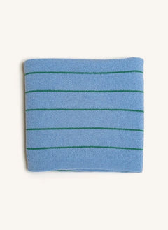 Hvid - Harry Çizgili Merinos Yünlü Battaniye | Açık Mavi
