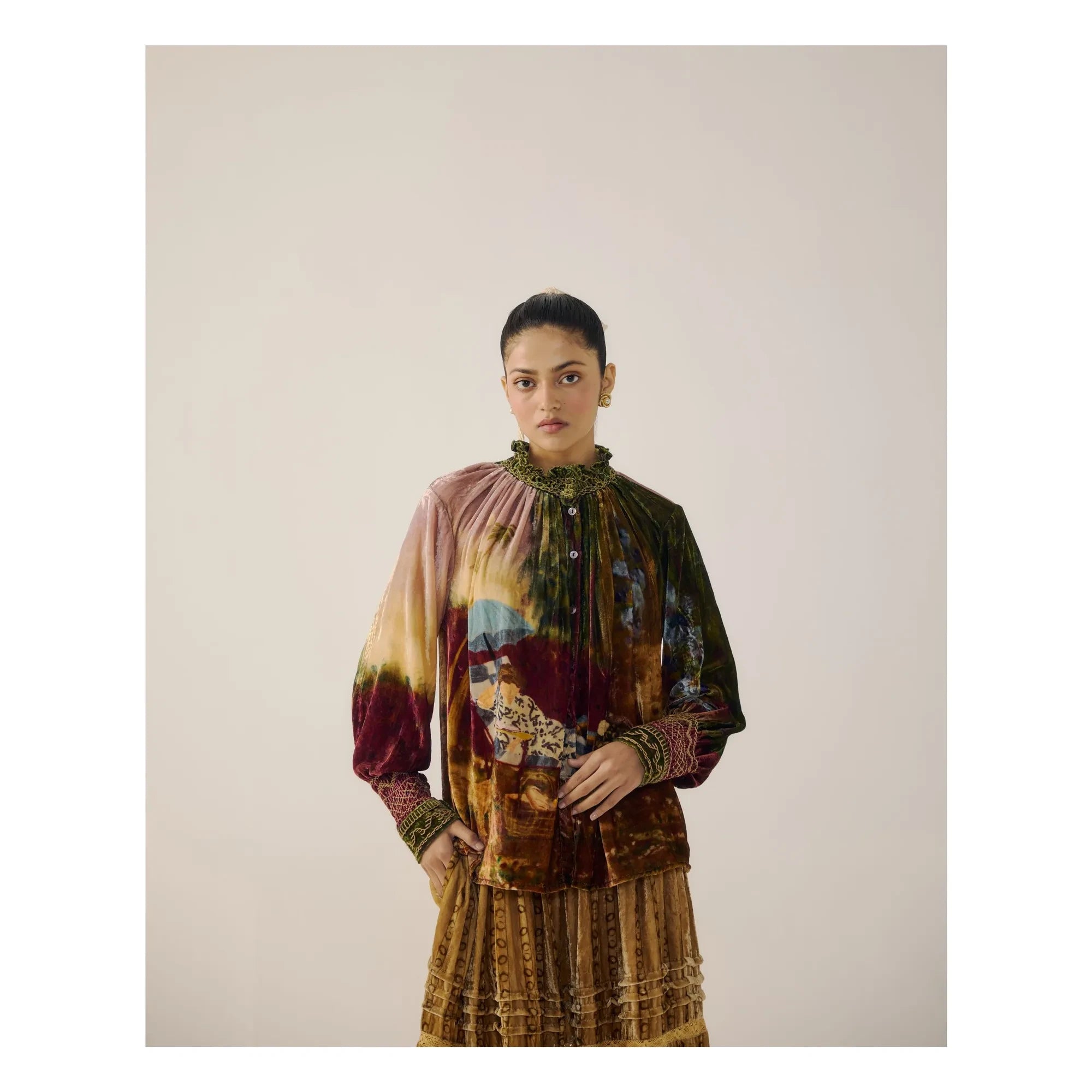 CORD - Farmer Lakeside Kadife Bluz | Bordo