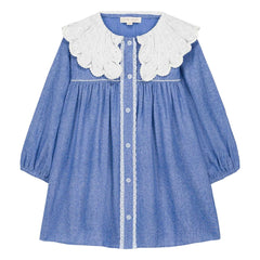 Louise Misha - Hyacinte organik pamuk elbise | Denim mavi
