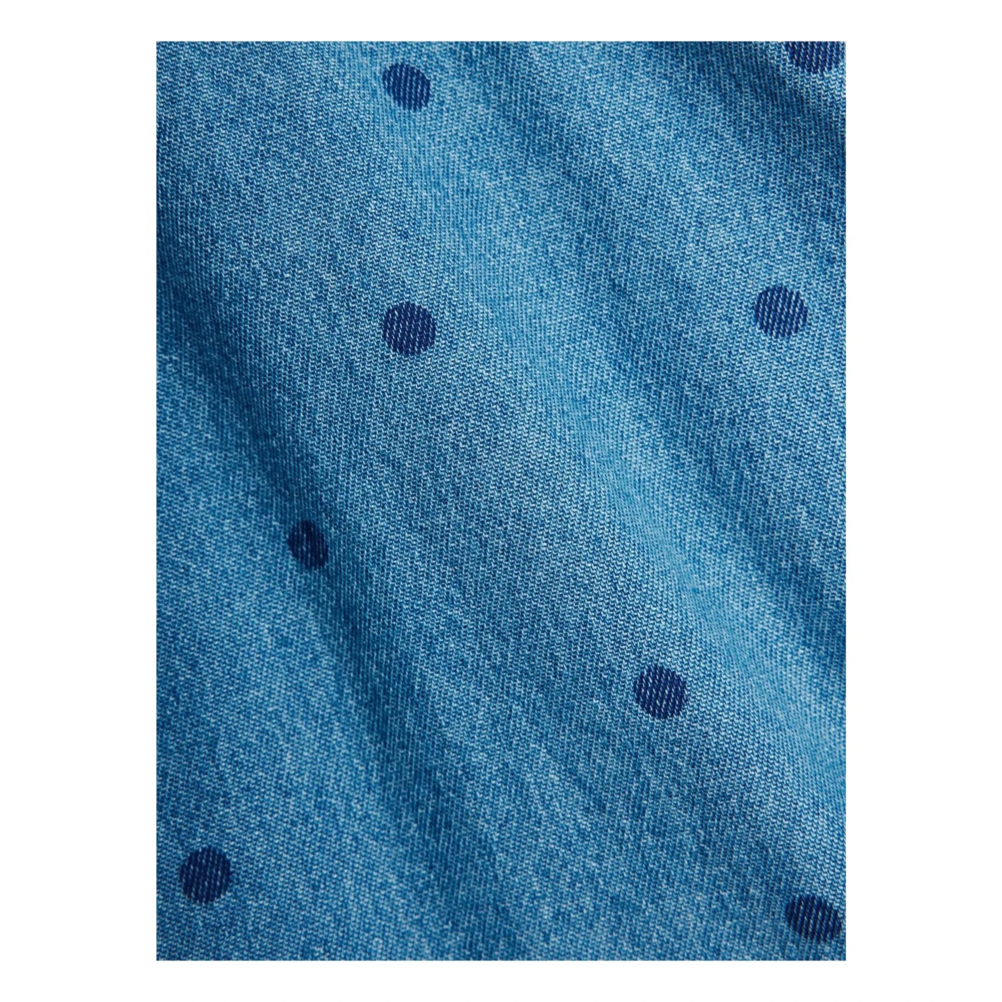 Mini Rodini - Organik Pamuklu Puantiyeli Denim Şort | Mavi