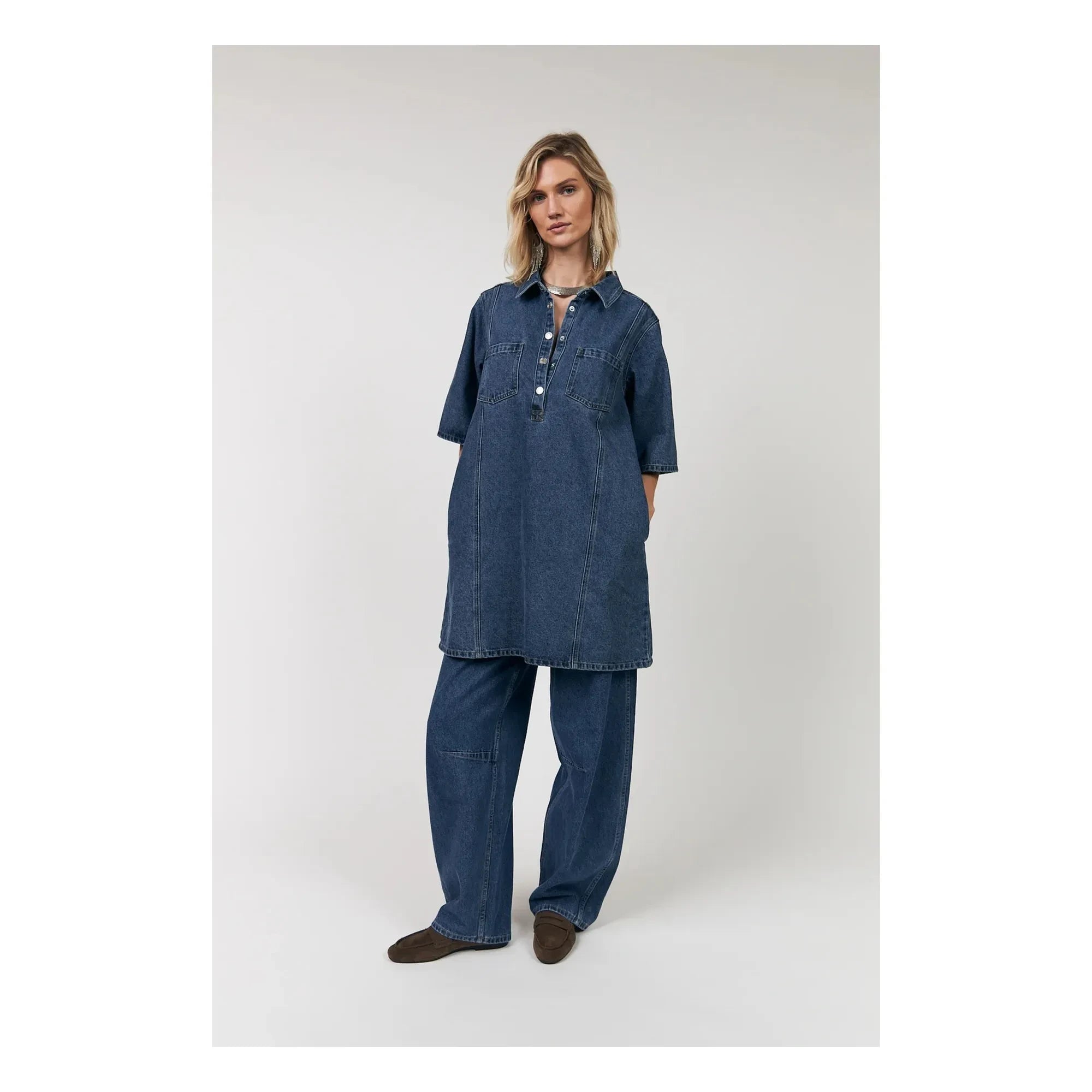 Lollys Laundry - Mola Pamuk Elbise | Denim mavi