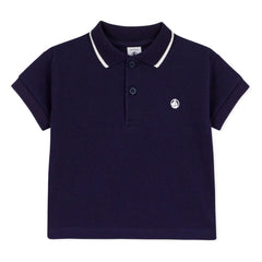 Petit Bateau - Organik pamuklu bebek polo tişört | Gece mavisi