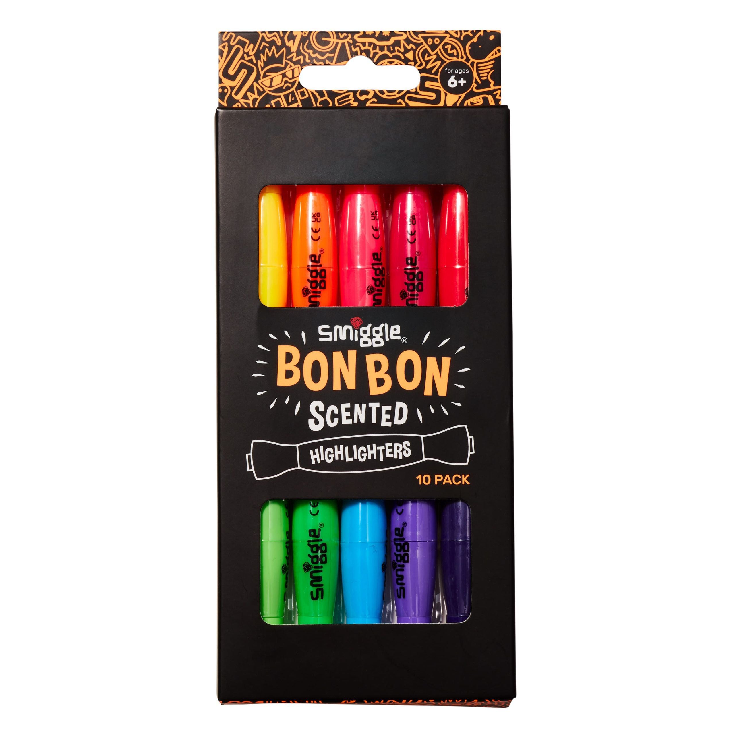 Smiggle - Bon Bon Şeker Kokulu Fosforlu Kalem Paketi X10-Dinossi