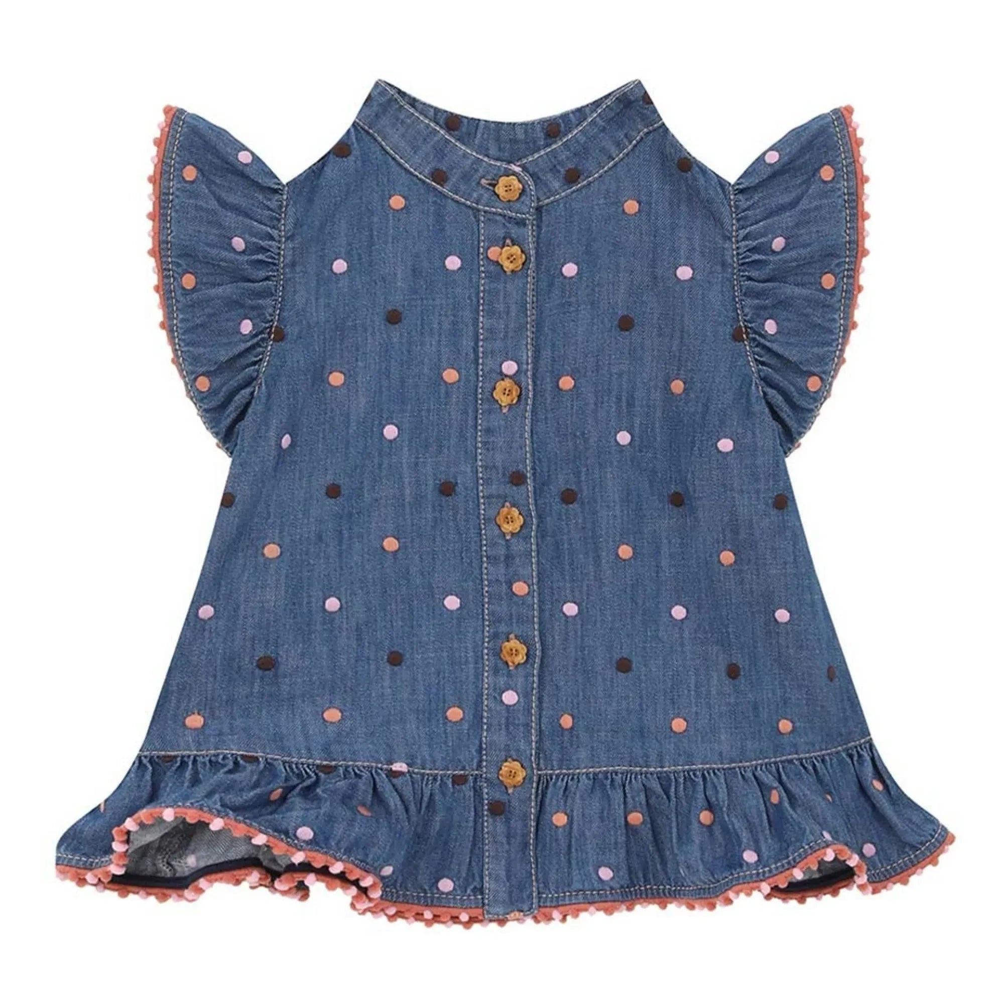 Zimmermann - Awaken Pois Kolsuz Denim Bluz | Koyu Mavi