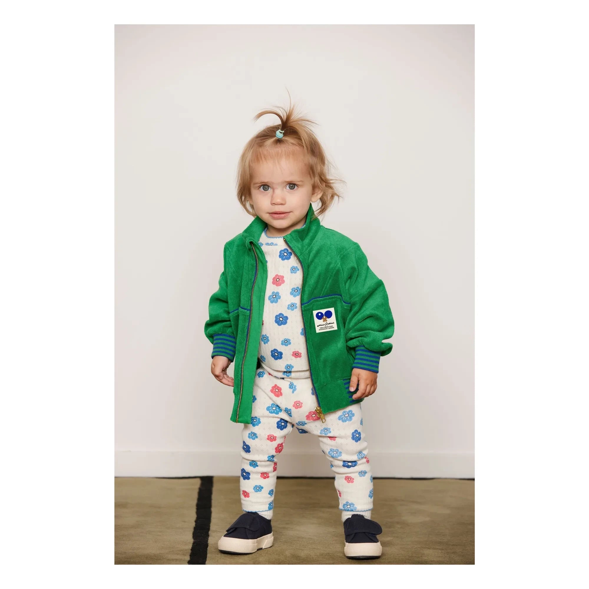 Mini Rodini - Organik pamuklu havlu fermuarlı sweatshirt | Yeşil