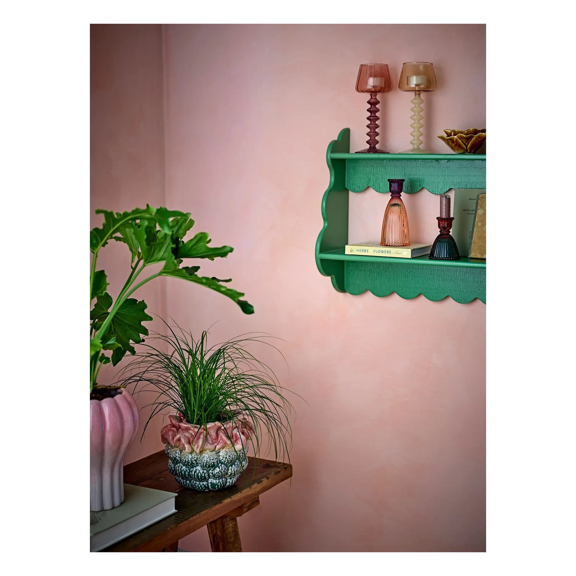 Bloomingville - Salla ahşap raf | Yeşil