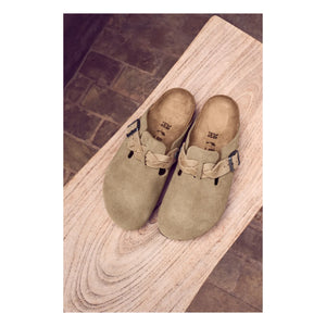 BIRKENSTOCK - Boston Örgü Sabo Terlik Dar Kalıp | Toz kahverengi