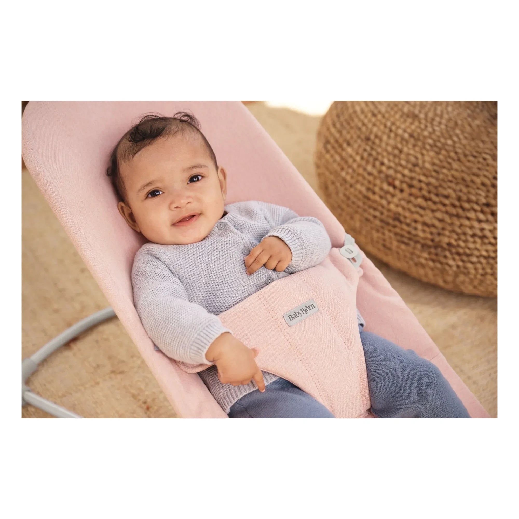 BabyBjörn - Benekli dokuma jersey kumaştan Bliss şezlong | Pembe