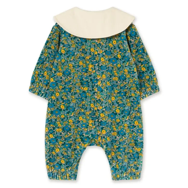 Tinycottons - Organik Pamuklu Çiçek Desenli Tulum | Yeşil
