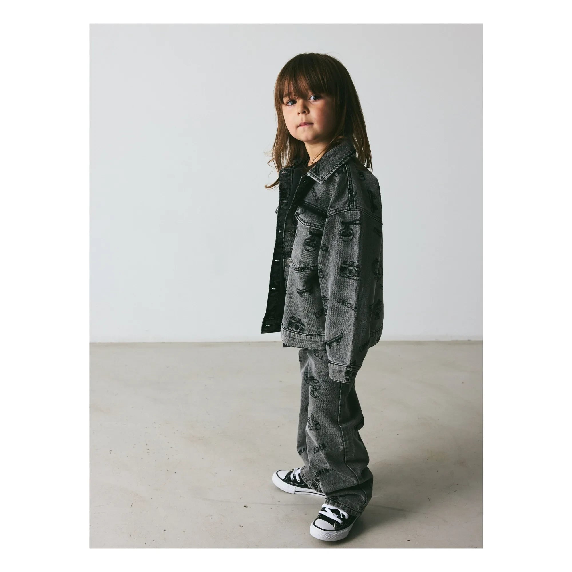 brunobruno nation - Lou Voyage Denim Organik Pamuk Ceket | Gri