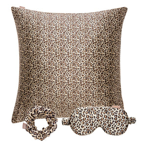 Emily's Pillow - Leopar Desenli Dut İpeği Uyku Seti