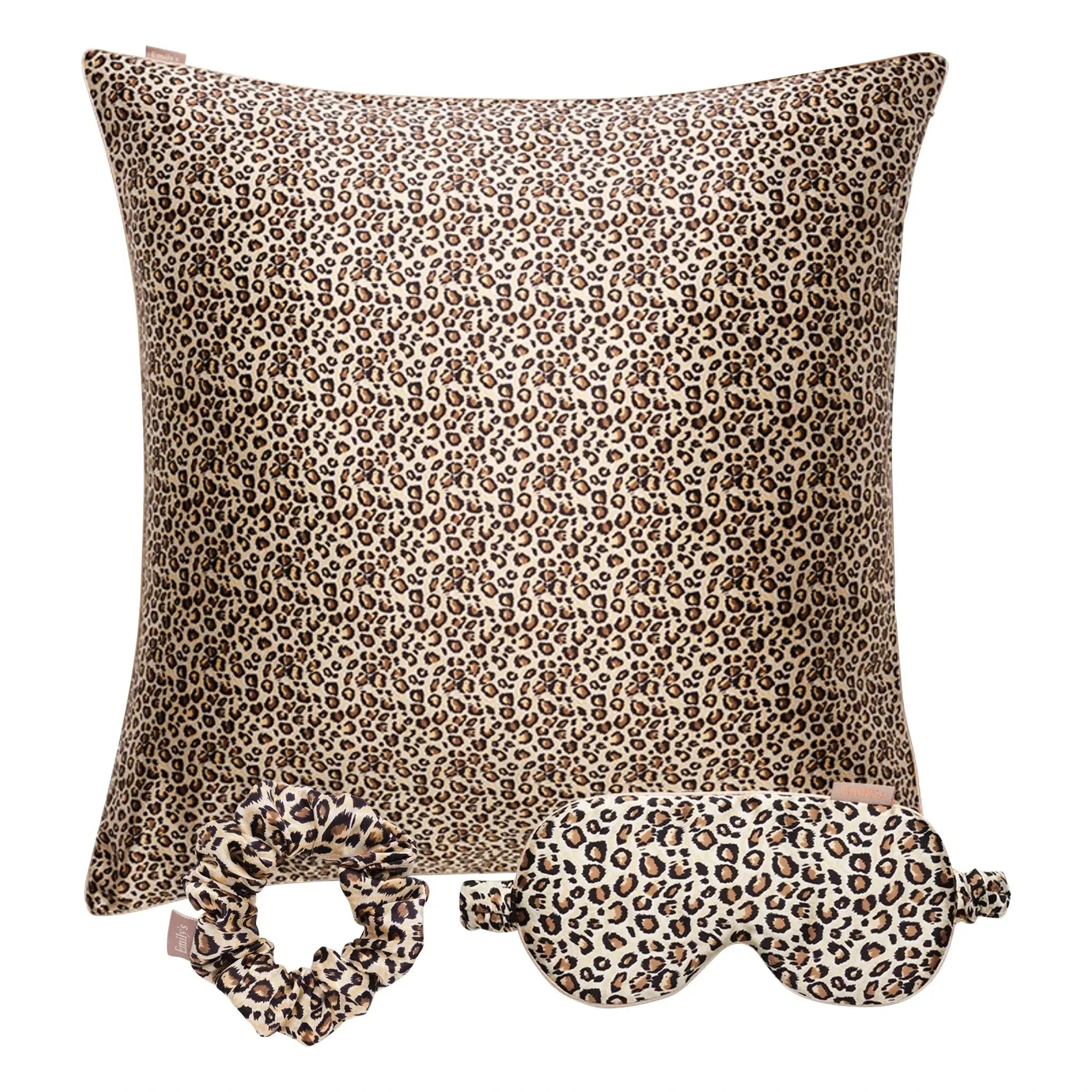 Emily's Pillow - Leopar Desenli Dut İpeği Uyku Seti