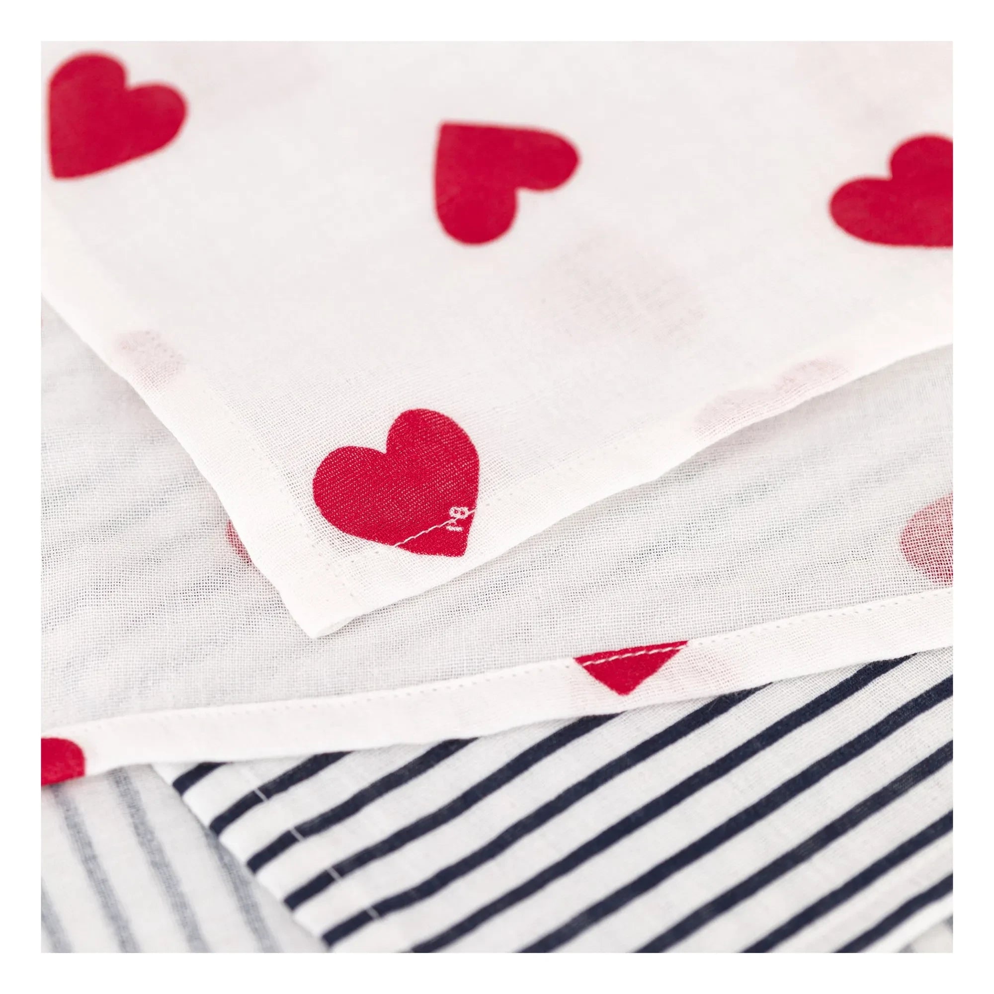 Petit Bateau - Batch 2 Kalp Desenli Alt Değiştirme Bezi | Beyaz