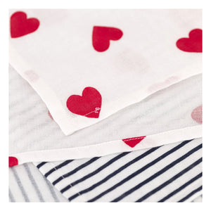 Petit Bateau - Batch 2 Kalp Desenli Alt Değiştirme Bezi | Beyaz