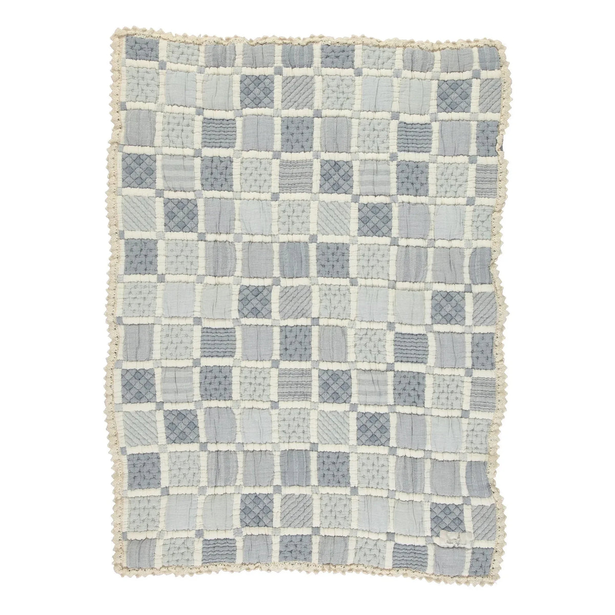 Bebe Organic - Mai Organik Pamuk Patchwork Battaniye | Mavi