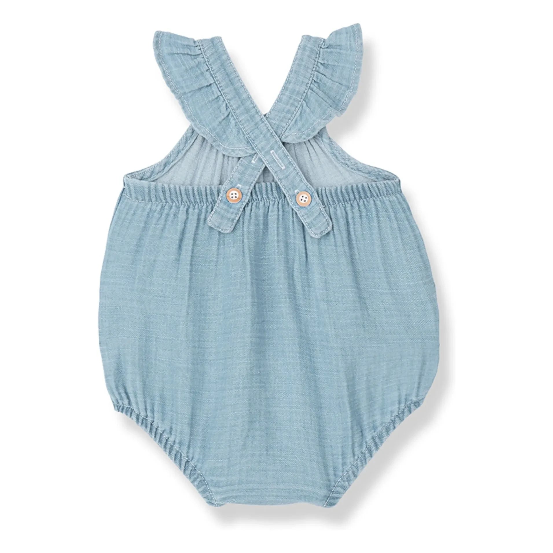 1+ in the family - Yanina Denim Fırfırlı Tulum | Açık Mavi