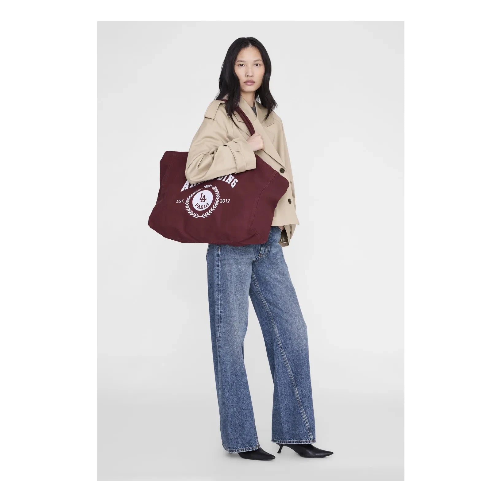 Anine Bing - Leo Kanvas Tote Çanta | Bordo