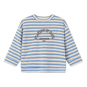 Fliink - Alvin çizgili organik pamuk sweatshirt | Açık mavi