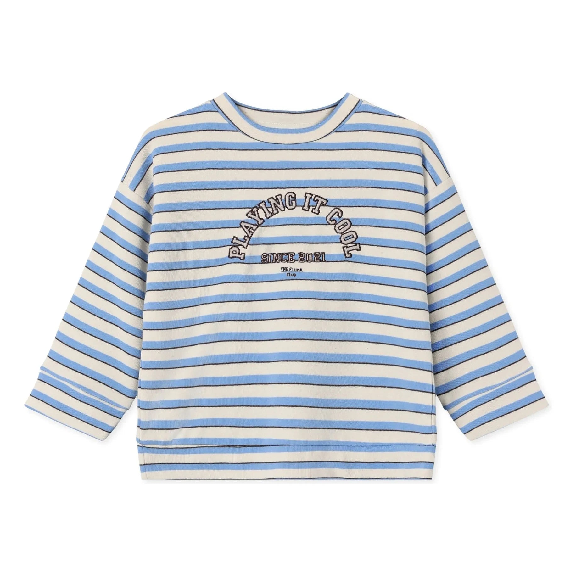 Fliink - Alvin çizgili organik pamuk sweatshirt | Açık mavi