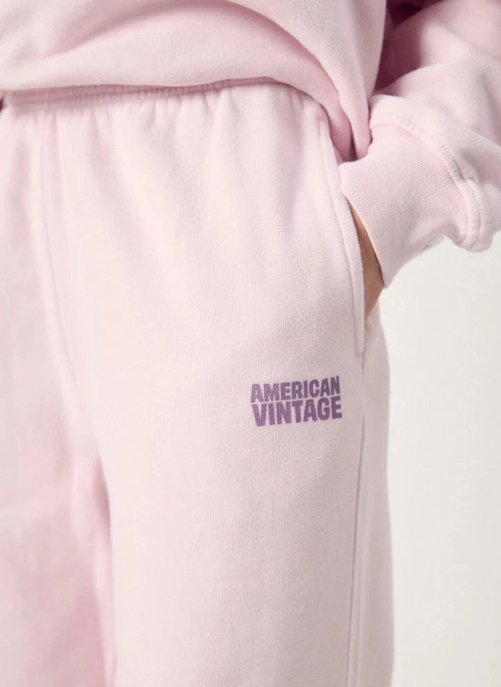American Vintage - بنطلون جوجر قطن بلزي | وردي باهت