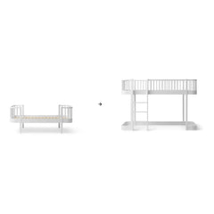 Oliver Furniture - Orijinal Ahşap Junior Karyola Dönüşüm Kiti - 138 cm yüksekliğinde çatı katı yatağa | Beyaz