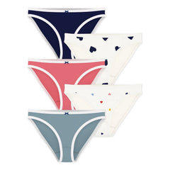 Petit Bateau - 5'li Organik Pamuk Kalp Külot Seti | Mavi