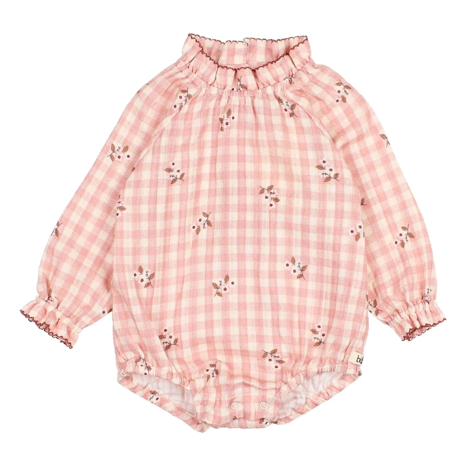 Búho - Vichy Çiçekli Tulum Body | Pembe