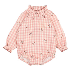 Búho - Vichy Çiçekli Tulum Body | Pembe
