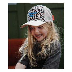 Hello Hossy - Trucker Leopar Kavisli Siperlikli Şapka Geri Dönüştürülmüş Elyaflar | Krem